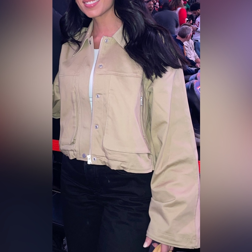 L'Academie Khaki Cropped Trench Jacket